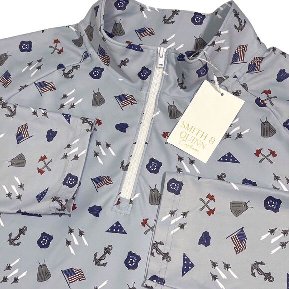 Smith & Quinn Custom Polo Shirt LS Men’s XL Blue Armed Forces Police Fire Print - Picture 11 of 11